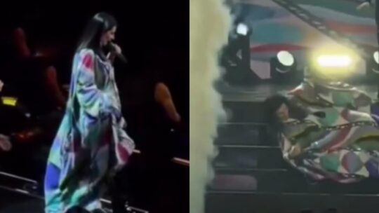 Laura Pausini sufre aparatosa caída en el escenario