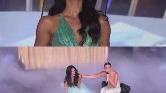 Candidata de Miss Universe Latina sufre aparatosa caída en reto en vivo